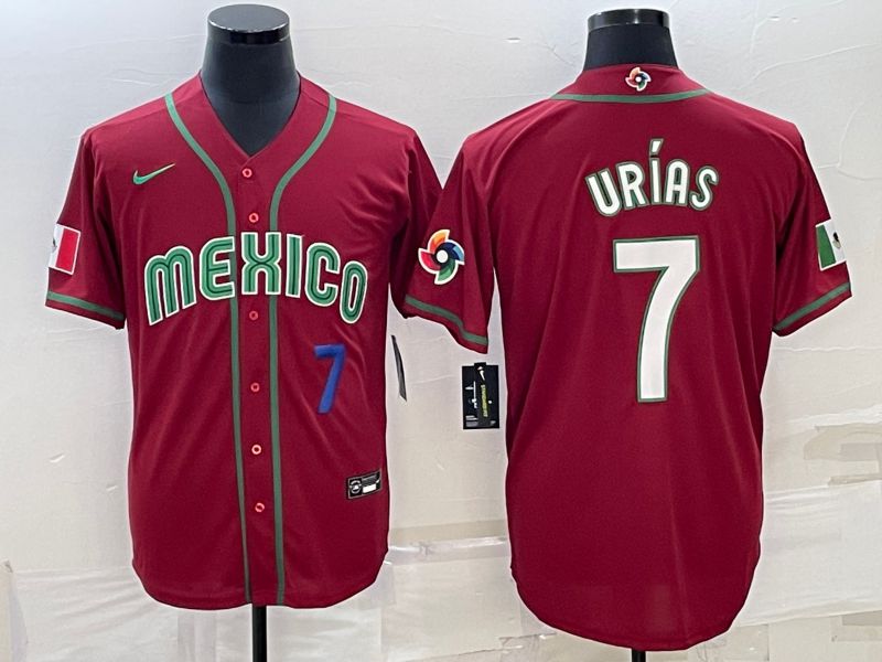 Men 2023 World Cub Mexico #7 Urias Red Nike MLB Jersey20